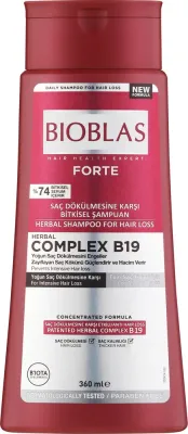 Шампунь Bioblas Forte Complex B19 против выпадения волос, с кератином, пироктон оламином и мёдом, 360 мл, Турция