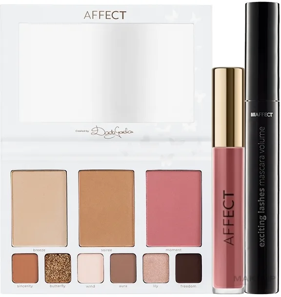 Набор для макияжа Affect Cosmetics Passion Moments палетка жидкая помада и тушь 5+11 мл