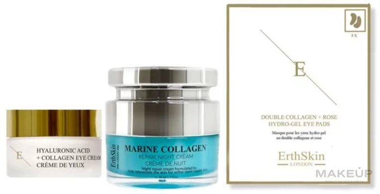 Набор ErthSkin London Collagen ночной крем 50 мл крем для области вокруг глаз 30 мл и патчи 5 пар