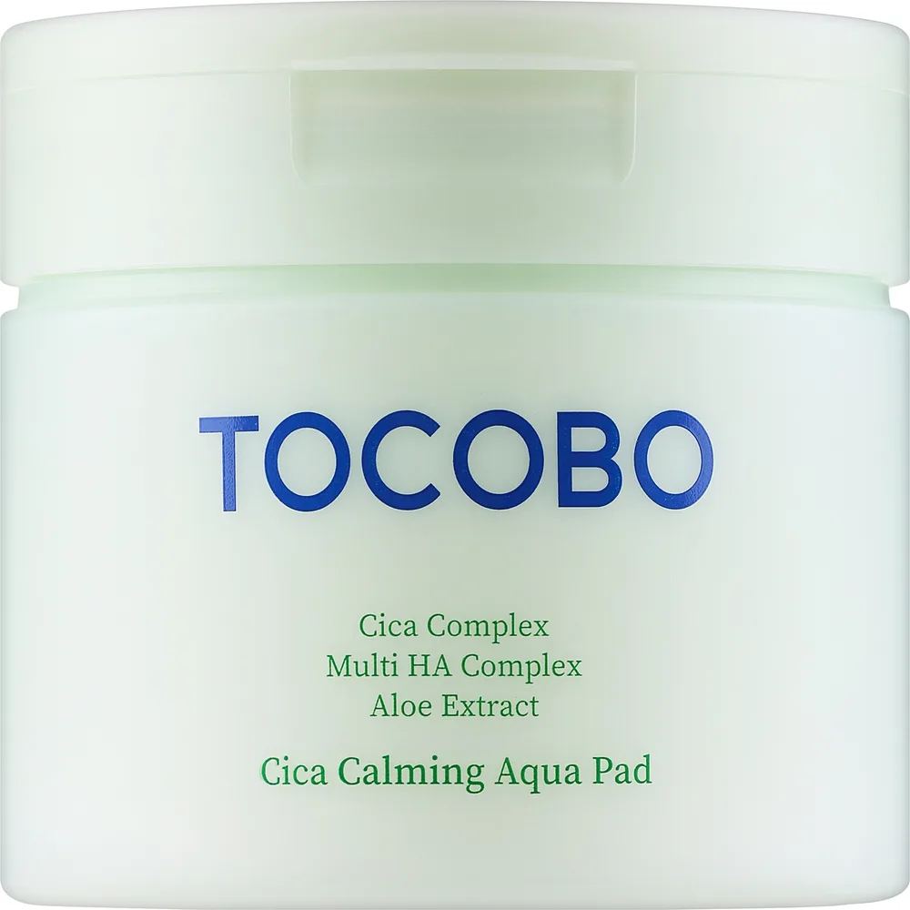 Успокаивающие увлажняющие пэды для лица Tocobo Cica Calming Aqua Pad с центеллой и 8 видами гиалуроновой кислоты, 60 шт