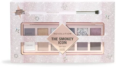 Набор для макияжа глаз Makeup Revolution The Smokey Icon палетка теней и кисть для растушевки