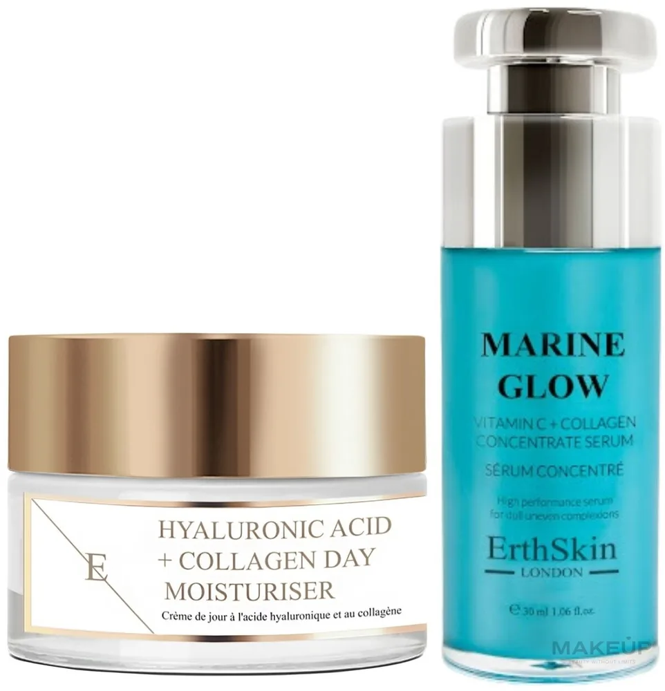 Набор для лица ErthSkin London Marine Glow сыворотка с витамином C и коллагеном и дневной крем 30+50 мл