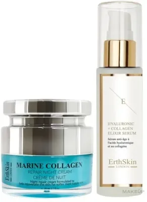 Набор для лица ErthSkin London ночной крем с морским коллагеном и сыворотка с гиалуроном и икрой 50+60 мл