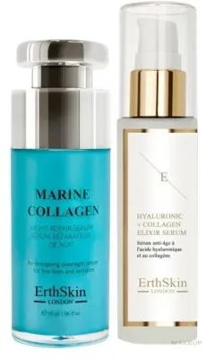 Набор для лица ErthSkin London Marine Collagen две сыворотки с гиалуроном икрой и коллагеном 30+60 мл