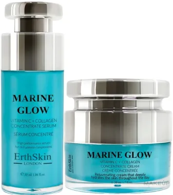 Набор для лица ErthSkin London Marine Glow крем и сыворотка с витамином C и коллагеном 50+30 мл