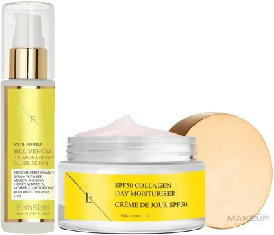 Набор для лица ErthSkin London дневной крем SPF50 с коллагеном и сыворотка-эликсир с алоэ 50+60 мл