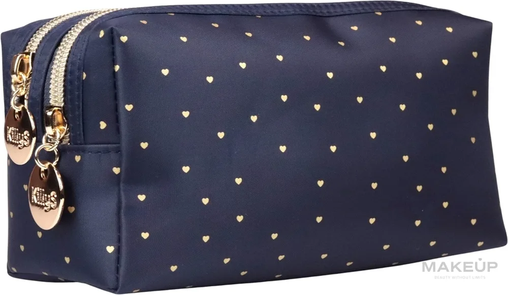 Косметичка KillyS Golden Heart темно-синяя с сердечками 18х9,5х7,5 см