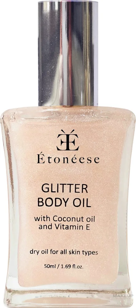 Сухое мерцающее масло для тела Etoneese Glitter с серебристыми частицами
