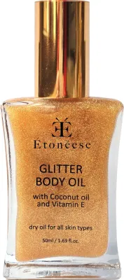 Масло для тела сухое Etoneese Glitter Body Oil с золотистыми частицами сияние 50 мл
