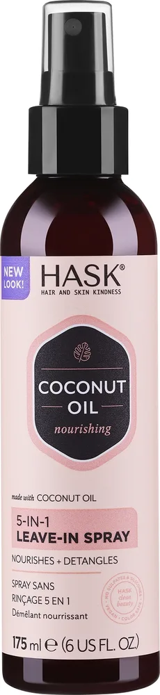 Несмываемый спрей Hask Monoi Coconut Oil 5 в 1 с кокосовым маслом и льном, 175 мл