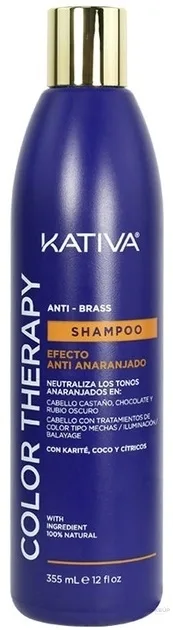 Шампунь Kativa Color Therapy Anti-Brass против желтизны, с синими пигментами, для окрашенных волос, 355 мл, Перу
