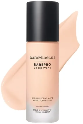 Минеральный тональный флюид Bare Minerals BarePro 24HR Wear Matte кроющий матирующий SPF 20, 30 мл, оттенок 10 - Fair Neutral