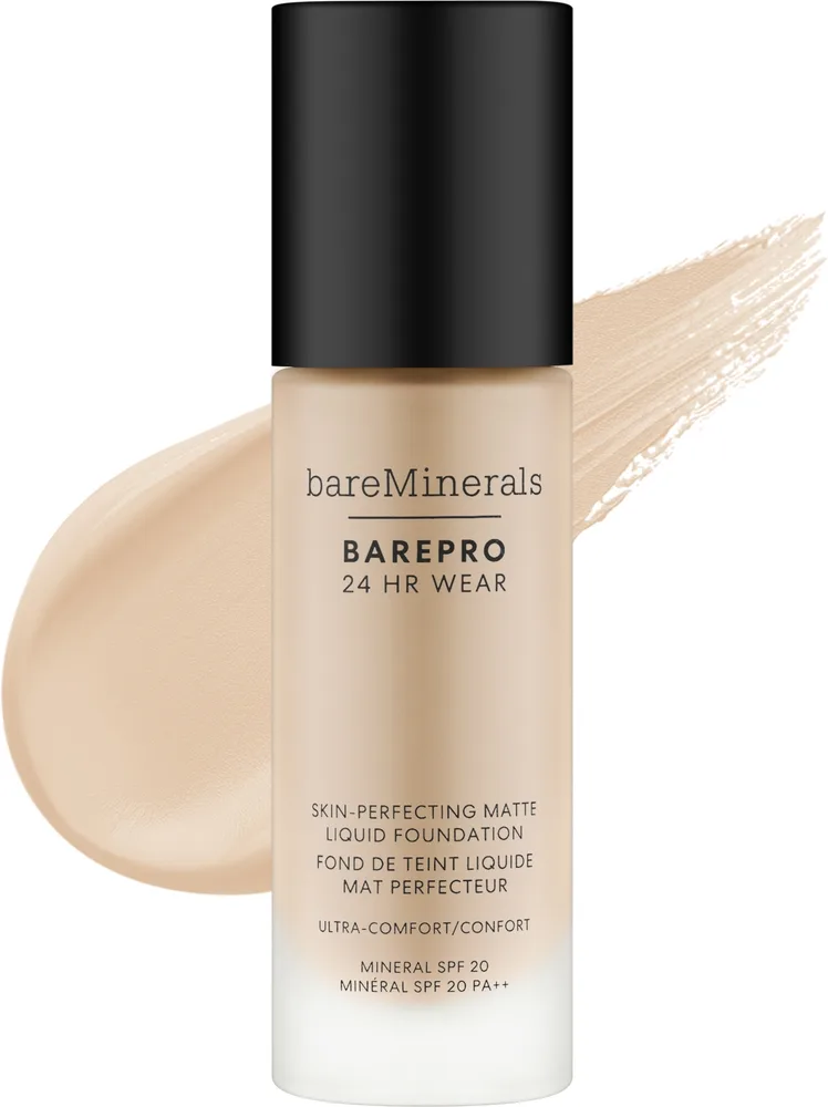 Минеральный тональный флюид Bare Minerals BarePro 24HR Wear Matte кроющий матирующий SPF 20, 30 мл, оттенок 12 - Fair Cool