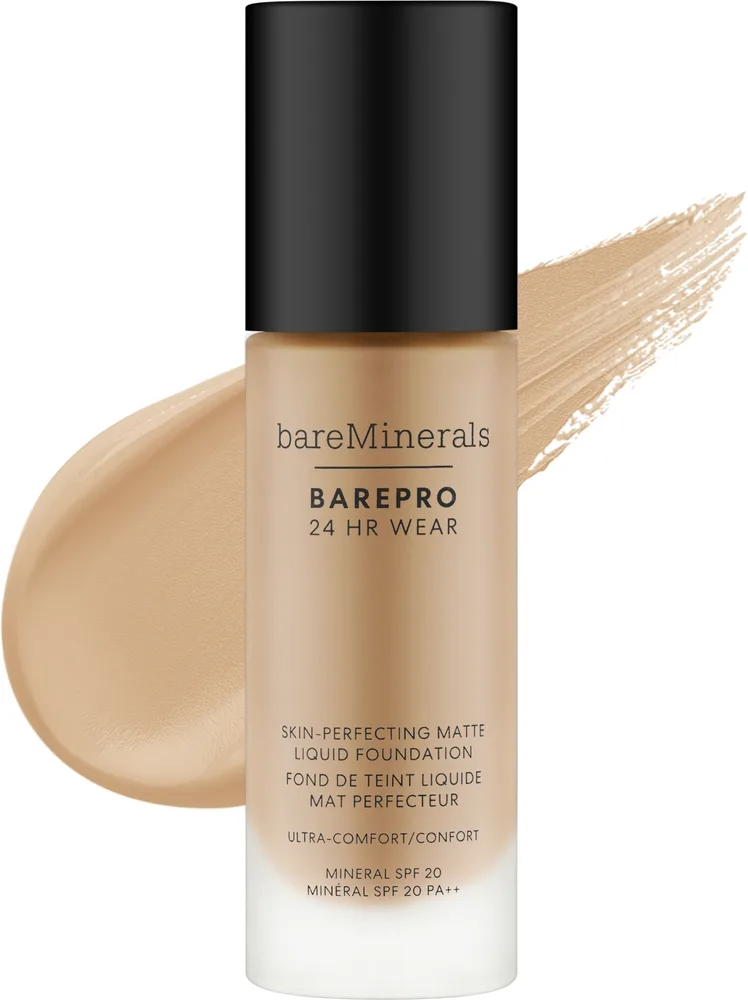 Минеральный тональный флюид Bare Minerals BarePro 24HR Wear Matte кроющий матирующий SPF 20, 30 мл, оттенок 37 - Medium Warm