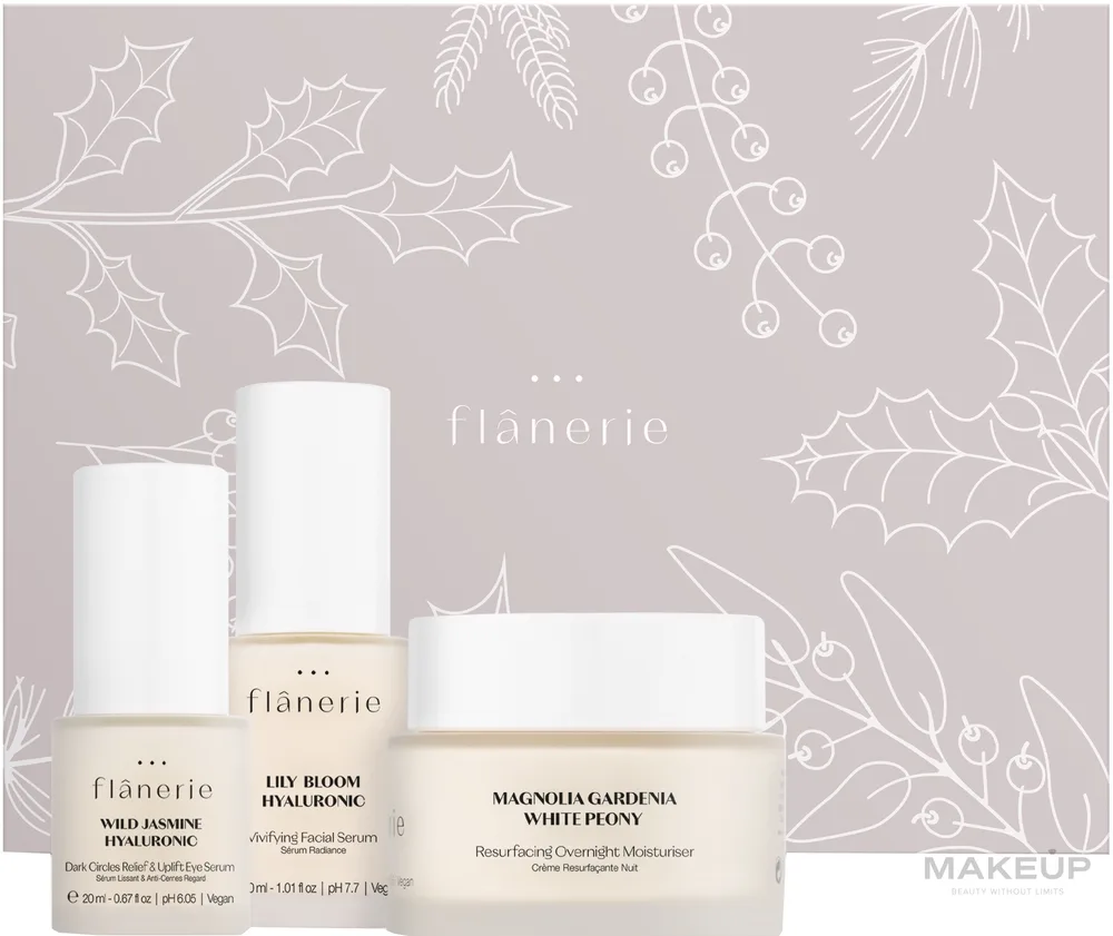 Набор для лица Flanerie 3-step Night Care сыворотка сыворотка для век и ночной крем 30+20+45 мл с эфирами жожоба
