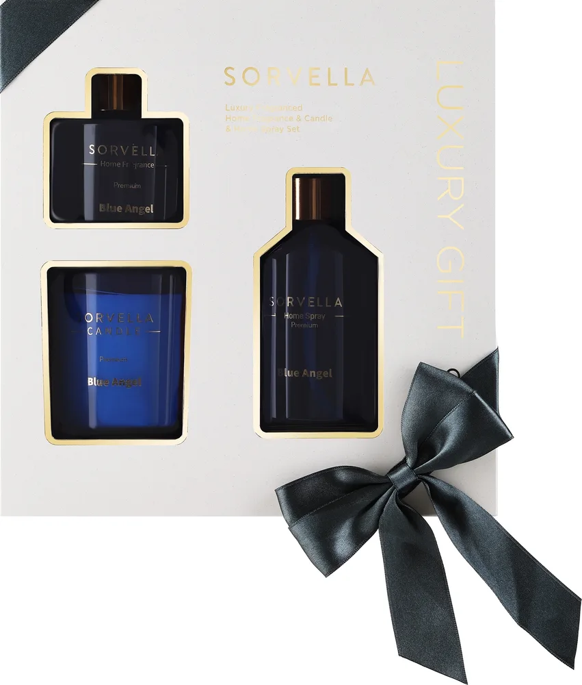 Набор для ароматизации дома Sorvella Perfume Blue Angel диффузор 120 мл свеча 170 г и спрей 250 мл