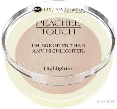 Хайлайтер для лица и тела Bell HypoAllergenic x Peachee Touch Highlighter прессованный, с перламутровыми пигментами, 6 г