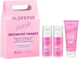 Набор для лица Aloesove Pink бальзам для снятия макияжа пилинг и питательный крем 75+2x50 мл — фото 1
