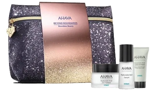 Набор Ahava Holiday Boundless Beauty сыворотка 30 мл несмываемая маска 15 мл крем 24/7 50 мл и косметичка