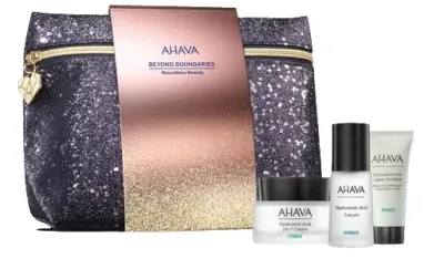 Набор Ahava Holiday Boundless Beauty сыворотка 30 мл несмываемая маска 15 мл крем 24/7 50 мл и косметичка