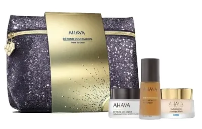 Набор для лица Ahava Dare To Glow дневной ночной крем и маска с конским каштаном и косметичкой 50+30+50 мл