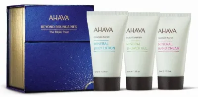 Набор Ahava The Triple Treat минеральный гель для душа 40 мл крем для рук 40 мл и лосьон для тела 40 мл