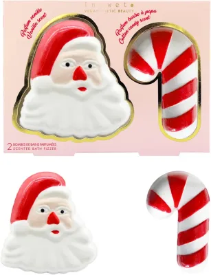 Набор бомбочек для ванны Inuwet Santa Claus с ароматом клубники и леденцовой трости, 185 г + 100 г