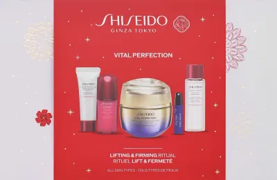 Женский набор Shiseido Vital Perfection & Ginza Night крем 50 мл концентрат 10 мл пенка 15 мл лосьон и пробник 0.6 мл