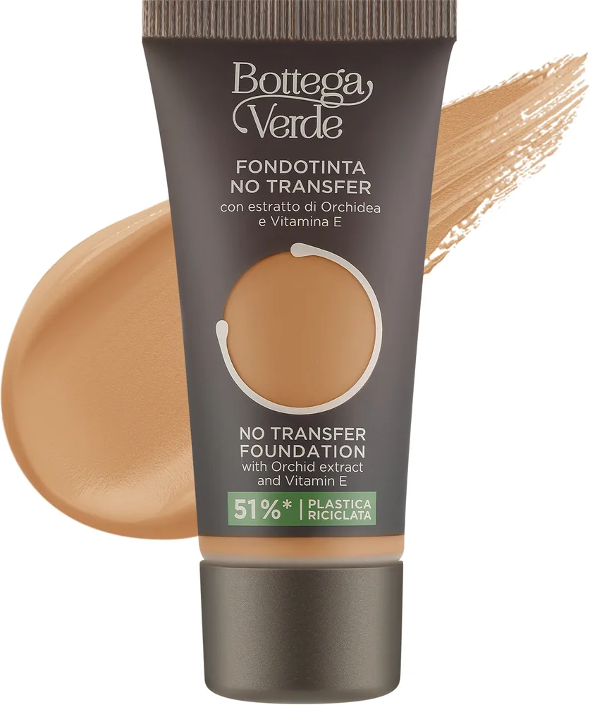 Тональный флюид Bottega Verde No Transfer Foundation стойкий с экстрактом орхидеи, 30 мл, оттенок Cinnamon
