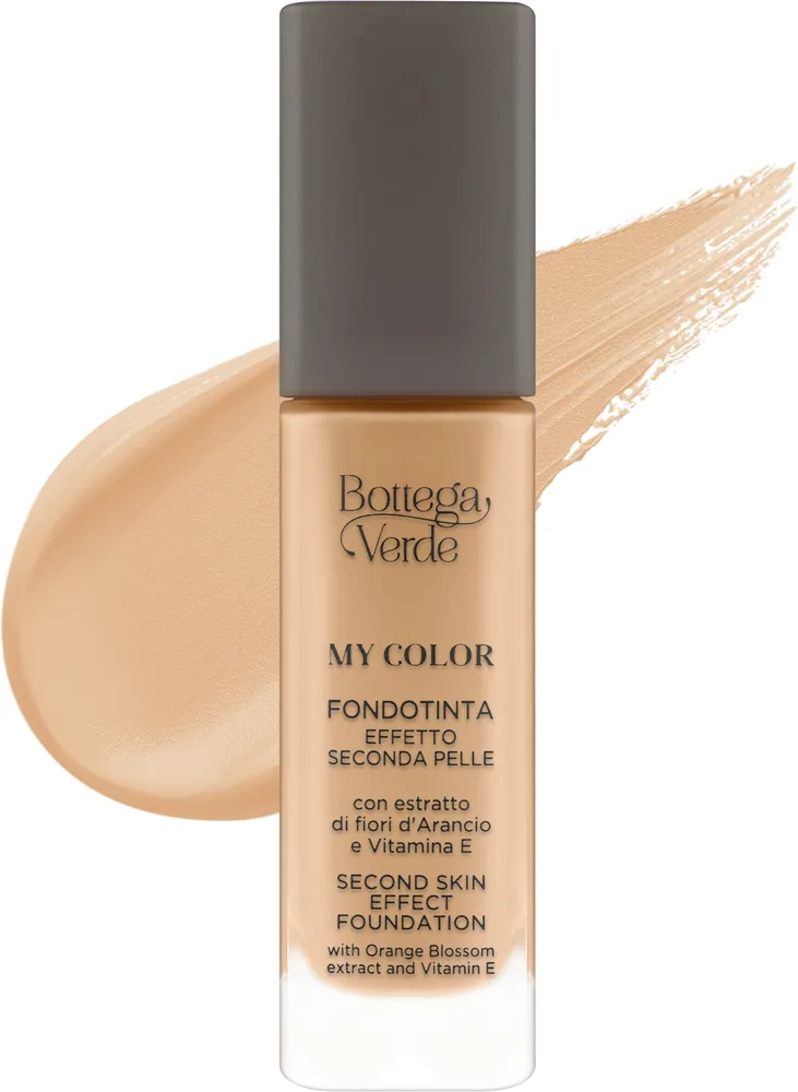Тональный флюид Bottega Verde My Color Second Skin Effect сияющий матирующий, 30 мл, оттенок Almond