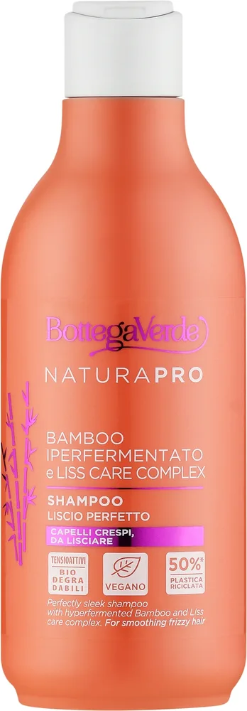Шампунь Bottega Verde Naturapro Perfectly Sleek разглаживающий, с гиалуроновой кислотой и бамбуком, 250 мл, Италия