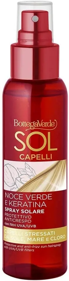 Солнцезащитный спрей Bottega Verde Sun Hairspray с кератином и маслом ши, 100 мл