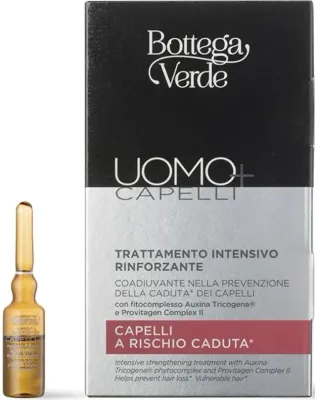 Интенсивный укрепляющий уход против выпадения волос Bottega Verde Uomo+ Capelli Intensive Strengthening Treatment, 14 x 2 мл