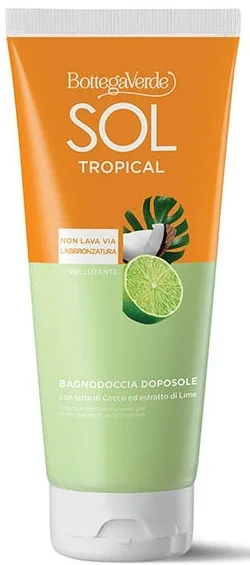 Гель для душа Bottega Verde Sol Tropical после загара с кокосовым молоком и лаймом, 200 мл