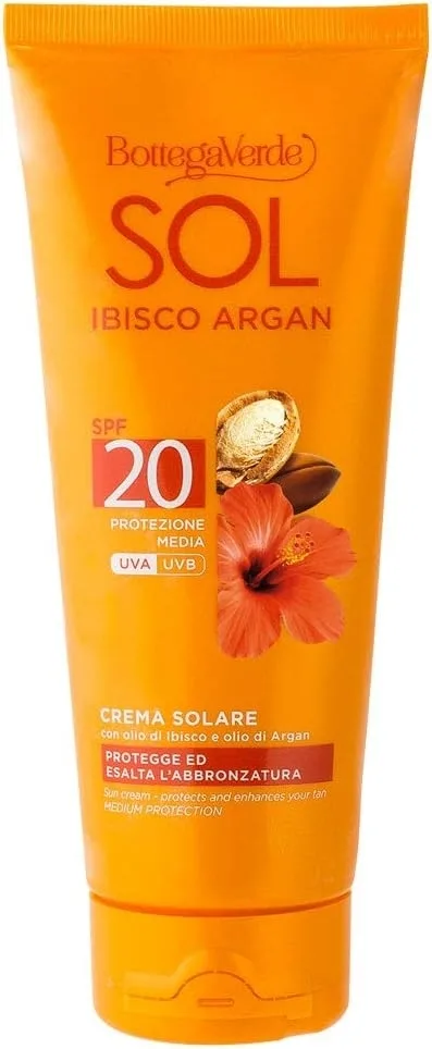 Крем солнцезащитный Bottega Verde Sol SPF20 гибискус аргановое масло 200 мл