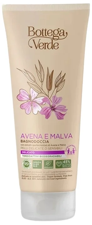 Гель для ванны и душа Bottega Verde Avena & Malva с ферментированным овсом и мальвой, 200 мл