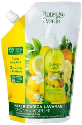 Мыло жидкое для рук Bottega Verde Limone e Agrumi сменный блок, 750 мл