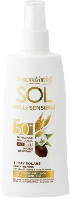 Спрей для тела Bottega Verde Sol Sensitive SPF50+ солнцезащитный без отдушки для чувствительной кожи 200 мл