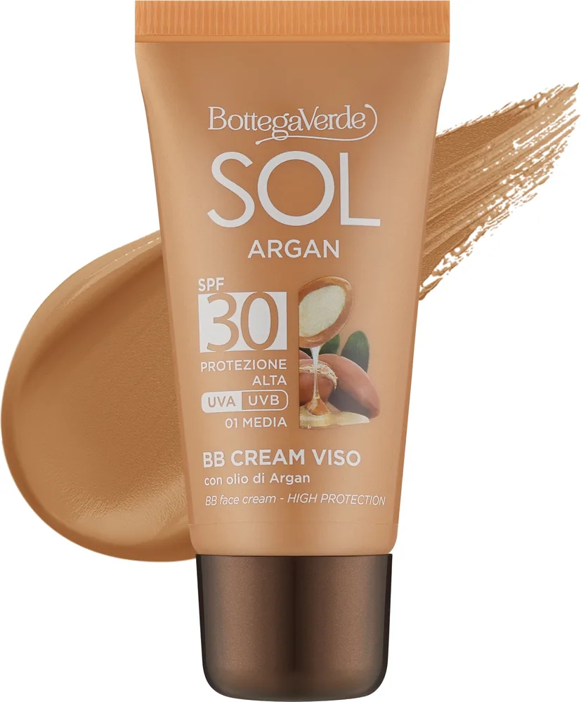 Крем BB Bottega Verde Sol Argan BB Cream солнцезащитный, SPF30, с маслом арганы, 25 мл, оттенок 1 - Medium