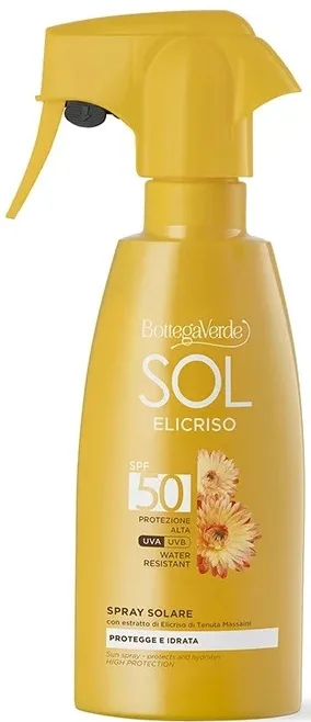 Спрей для тела Bottega Verde Sol Elicriso SPF50 солнцезащитный водостойкий с бессмертником 200 мл