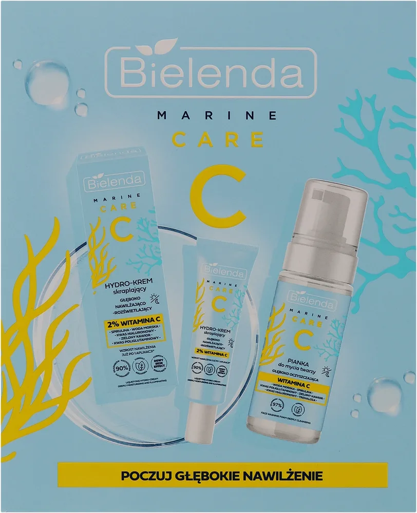 Набор для лица Bielenda C Marine Care пенка для умывания и крем с витамином C и глицерином 150+50 мл