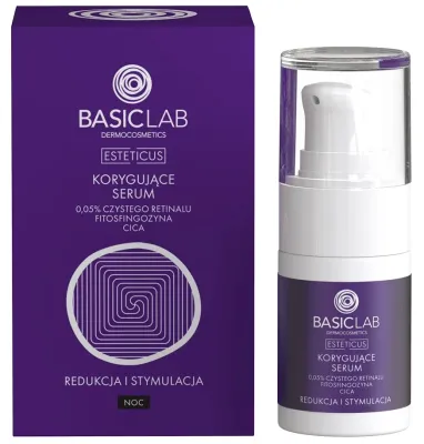 BasicLab Dermocosmetics BasicLab Dermocosmetics Esteticus - Сыворотка для лица корректирующая ночная BasicLab Esteticus Redukcja i Stymulacja с ретиналем 15/30 мл