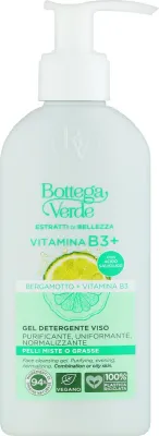 Очищающий гель для лица Bottega Verde Bergamot Vitamin B3+ с бергамотом и никотинамидом, 200 мл