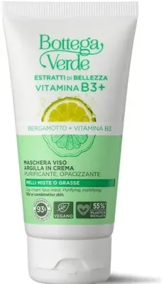 Кремовая гелевая маска для лица с бергамотом, витамином B3 и глиной Bottega Verde Beauty Extracts Bergamot Vitamin B3 + Clay Cream Face Mask