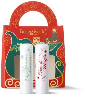 Набор бальзамов для губ Bottega Verde Christmas Limited Edition с маслом какао и с белым мускусом 2 шт по 4 г