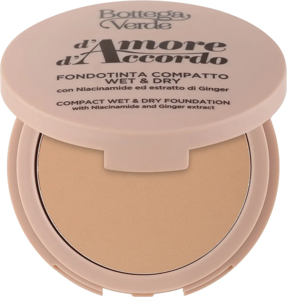 Компактная тональная основа Bottega Verde D'Amore D'Accordo Wet & Dry, 8 г, оттенок Peach