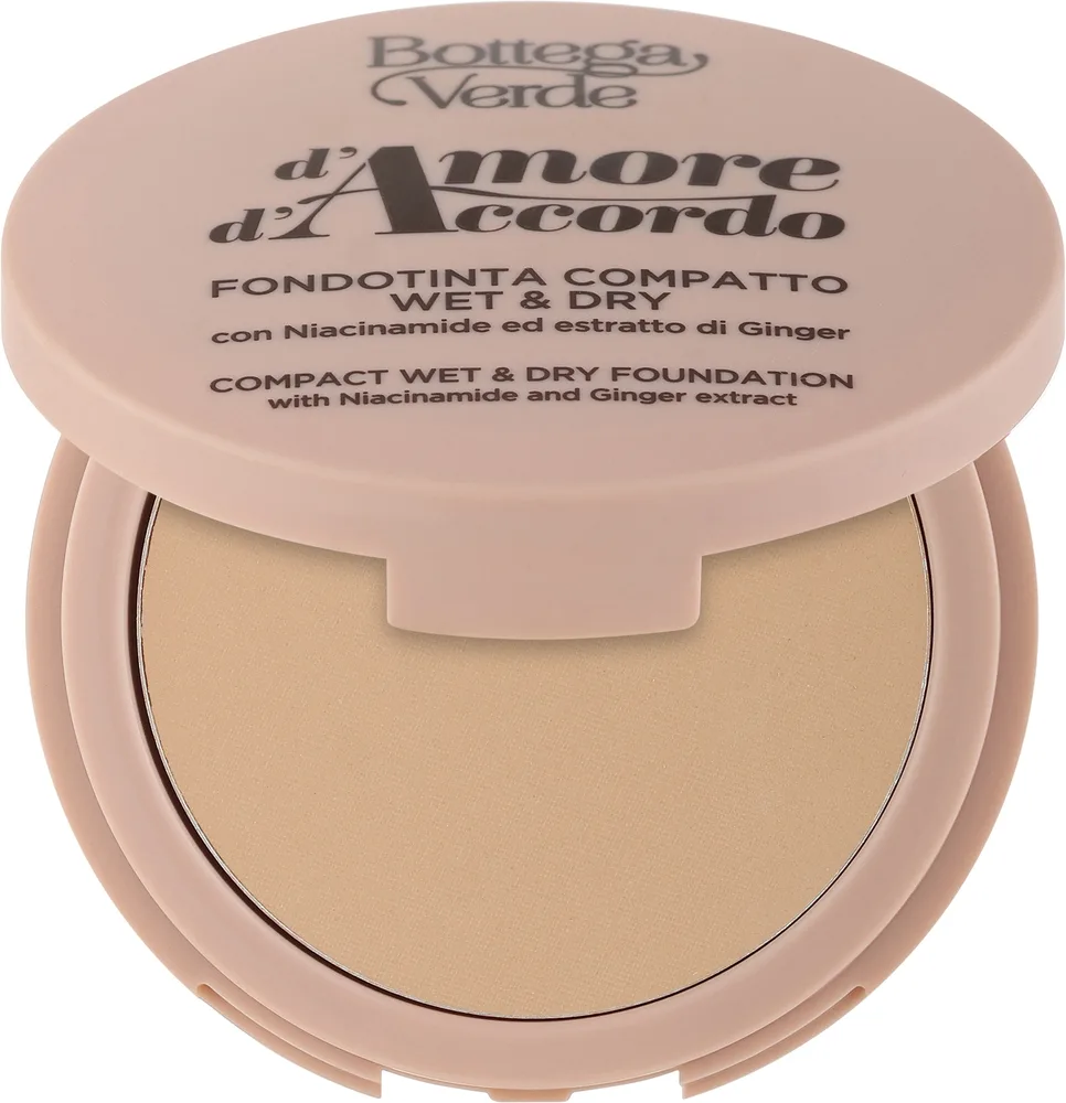 Компактная тональная основа Bottega Verde D'Amore D'Accordo Wet & Dry, 8 г, оттенок Almond