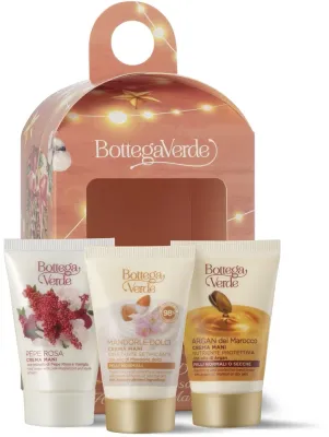 Набор кремов для рук Bottega Verde Gift с аргановым и миндальным маслом, с экстрактом ванили, 3 x 30 мл