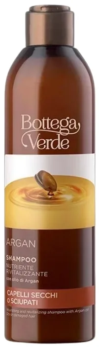 Шампунь Bottega Verde Argan питательный и восстанавливающий, с аргановым маслом, для сухих и повреждённых волос, 250 мл, Италия
