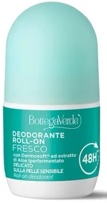 Дезодорант ролик Bottega Verde 48H с экстрактом алоэ и Dermosoft, свежий аромат, 50 мл